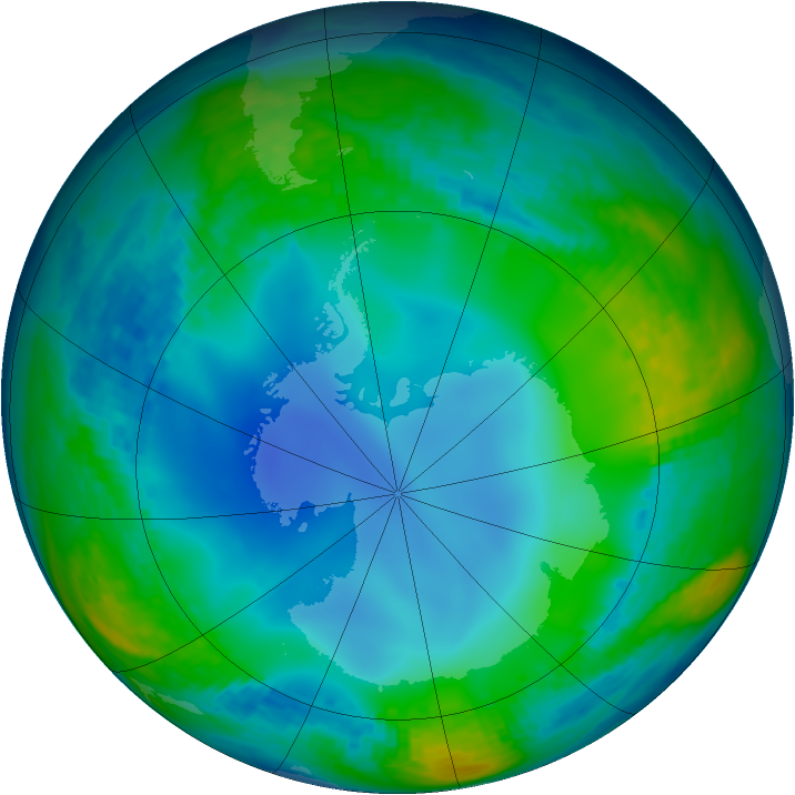 Antarctic ozone map for 06 June 2002